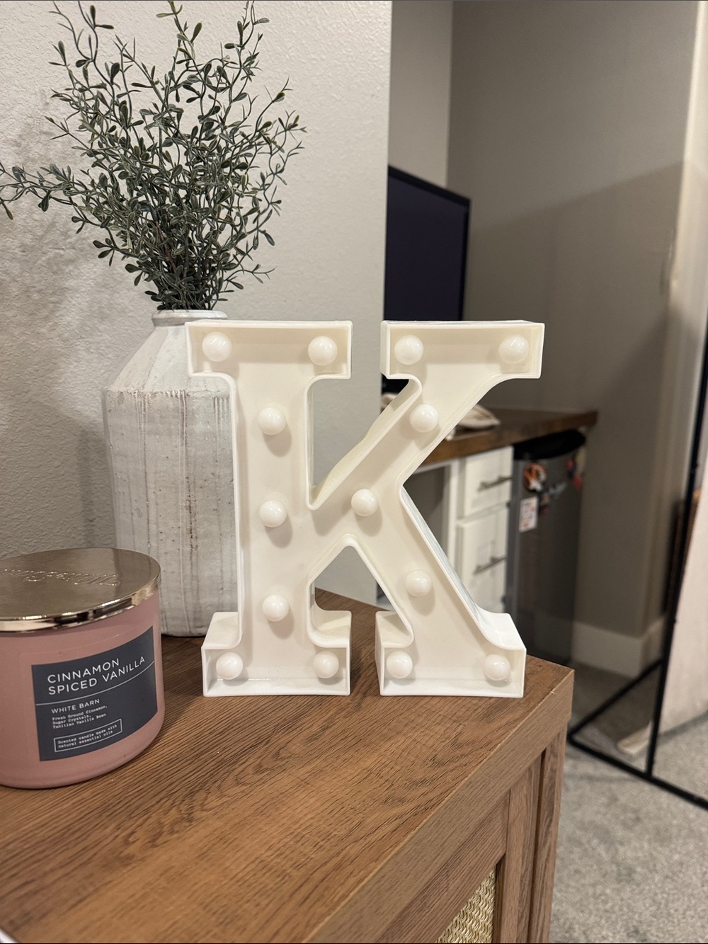 White Marquee Letter 'K' Decorative Accent